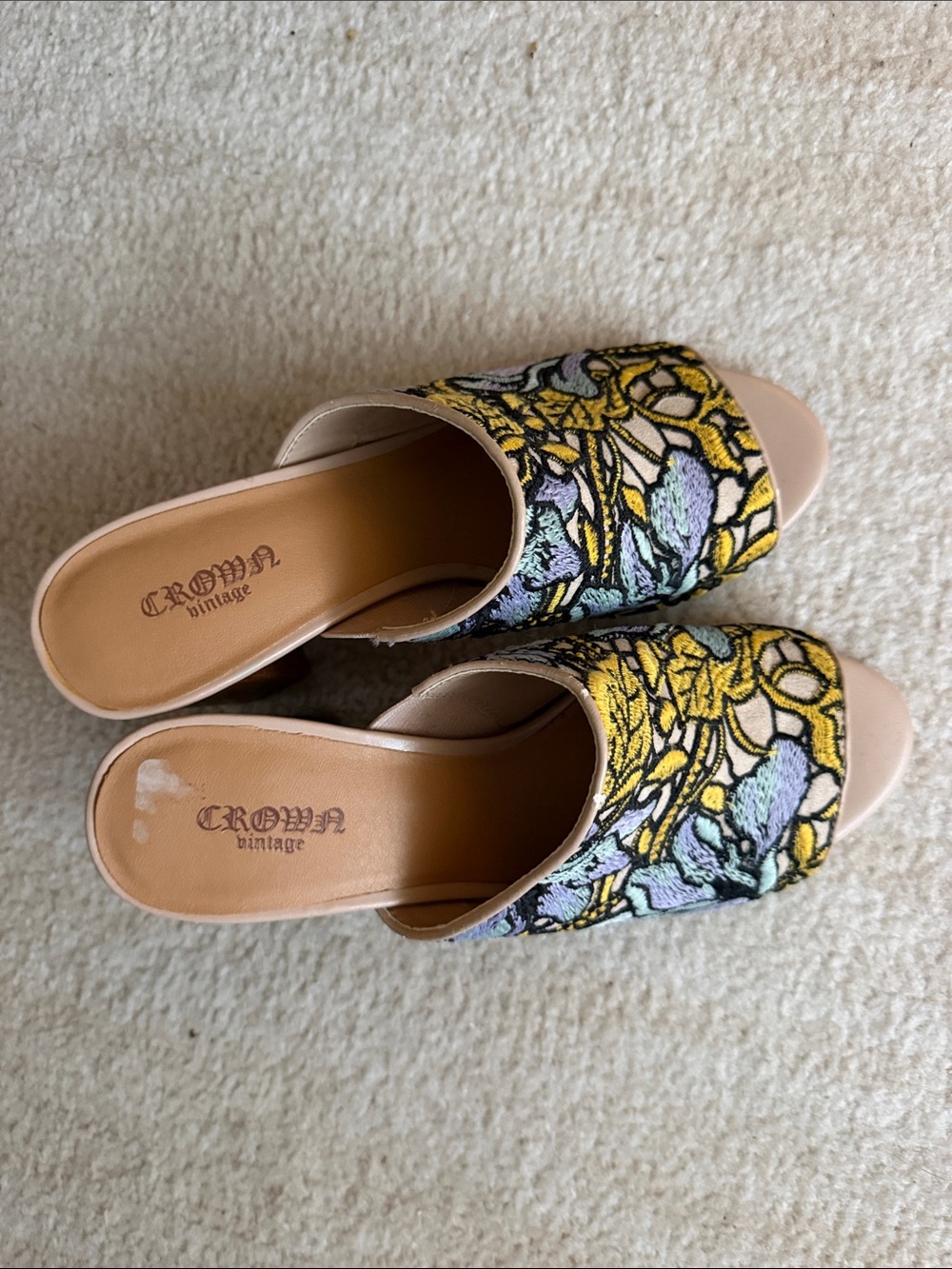 Block Heel Sandals crown vintage